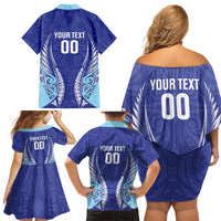 Northland 2026 Rugby Custom Family Matching Off Shoulder Short Dress and Hawaiian Shirt NZ Maori Silver Fern LT14 - Polynesian Pride