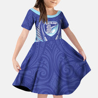 Northland 2026 Rugby Custom Family Matching Tank Maxi Dress and Hawaiian Shirt NZ Maori Silver Fern LT14 Daughter's Dress Blue - Polynesian Pride