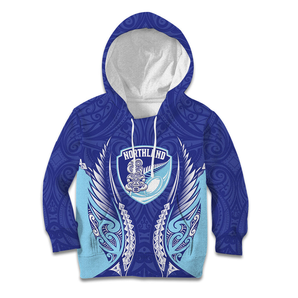 Northland 2026 Rugby Custom Kid Hoodie NZ Maori Silver Fern LT14 Hoodie Blue - Polynesian Pride
