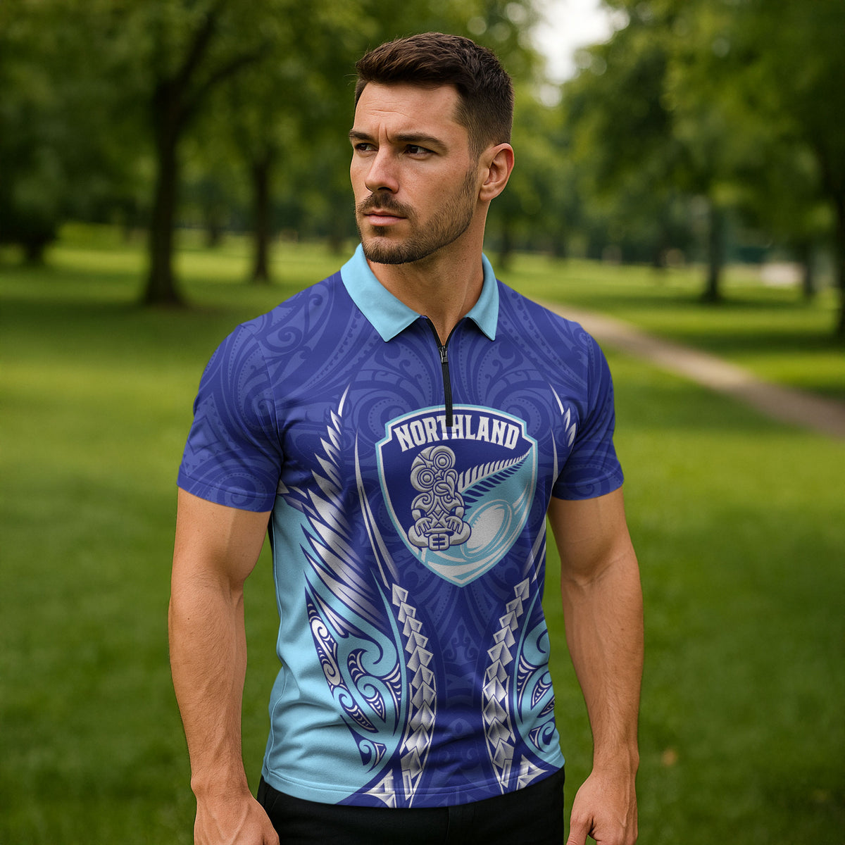 Northland 2026 Rugby Custom Zipper Polo Shirt NZ Maori Silver Fern LT14 - Polynesian Pride