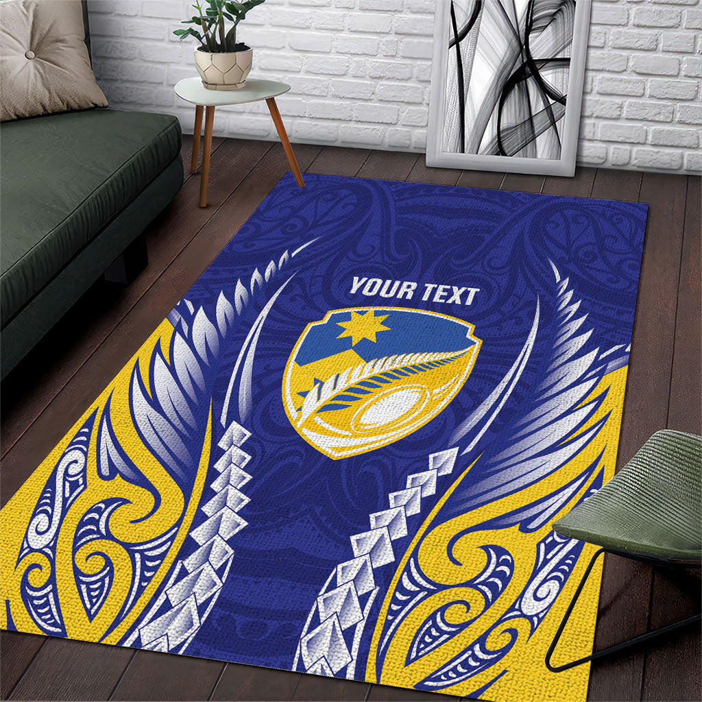 Otago 2026 Rugby Custom Area Rug NZ Maori Silver Fern LT14 Blue - Polynesian Pride