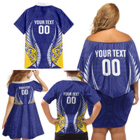 Otago 2026 Rugby Custom Family Matching Off Shoulder Short Dress and Hawaiian Shirt NZ Maori Silver Fern LT14 - Polynesian Pride