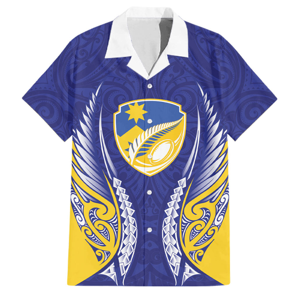 Otago 2026 Rugby Custom Family Matching Short Sleeve Bodycon Dress and Hawaiian Shirt NZ Maori Silver Fern LT14 Dad's Shirt - Short Sleeve Blue - Polynesian Pride