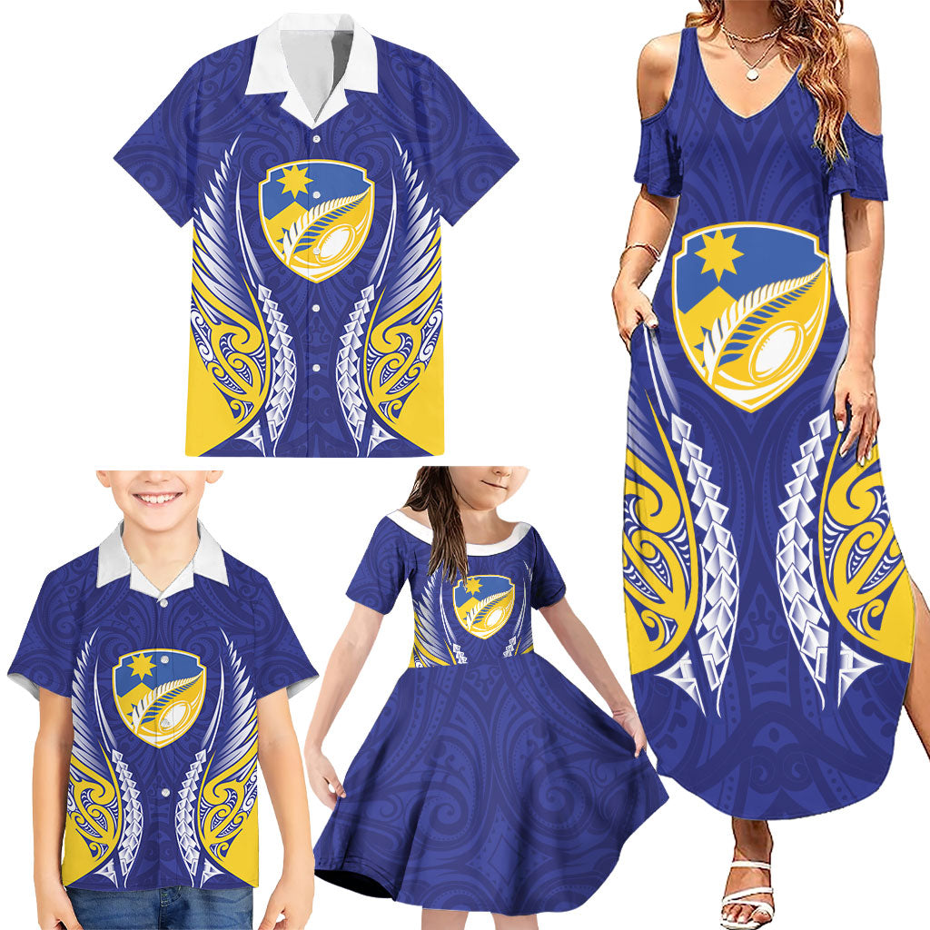 Otago 2026 Rugby Custom Family Matching Summer Maxi Dress and Hawaiian Shirt NZ Maori Silver Fern LT14 - Polynesian Pride