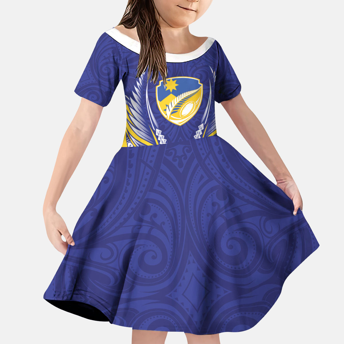 Otago 2026 Rugby Custom Kid Short Sleeve Dress NZ Maori Silver Fern