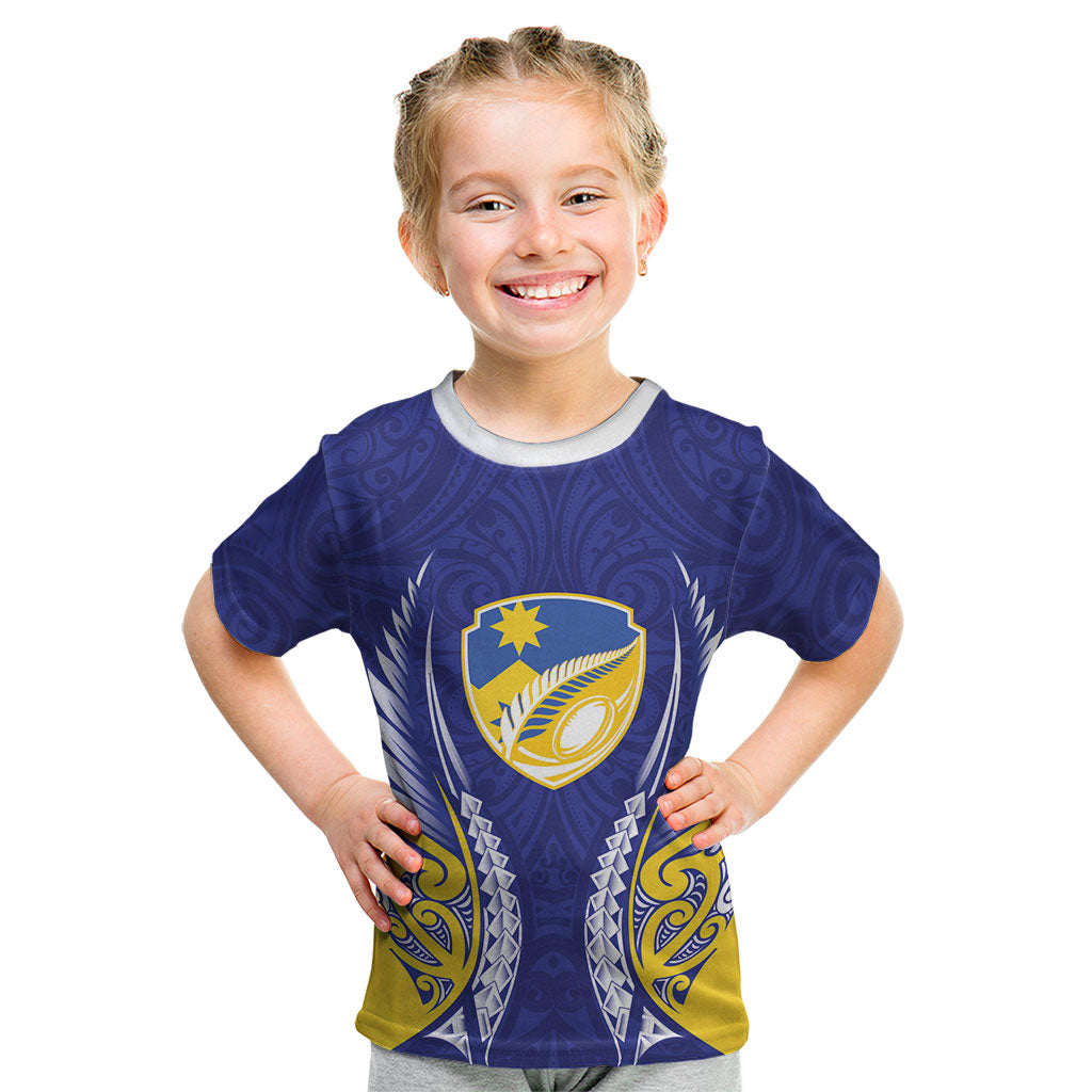 Otago 2026 Rugby Custom Kid T Shirt NZ Maori Silver Fern LT14 Blue - Polynesian Pride