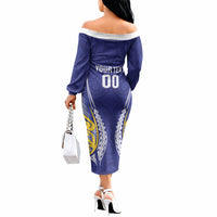Otago 2026 Rugby Custom Off The Shoulder Long Sleeve Dress NZ Maori Silver Fern LT14 - Polynesian Pride