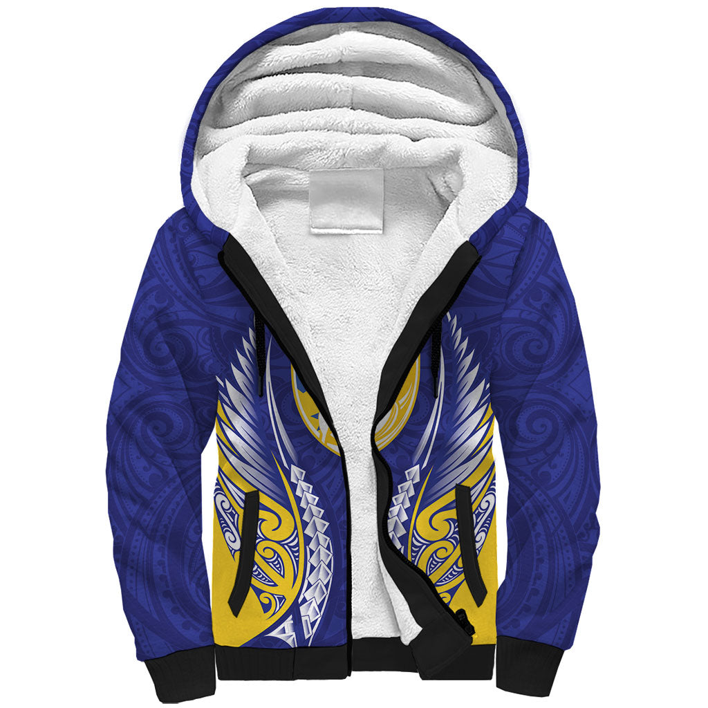 Otago 2026 Rugby Custom Sherpa Hoodie NZ Maori Silver Fern LT14 Unisex Blue - Polynesian Pride