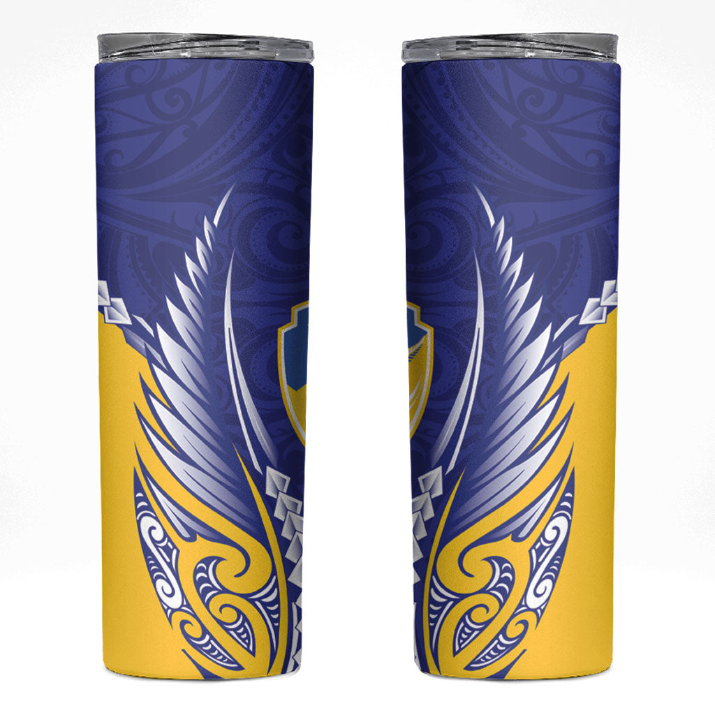 Otago 2026 Rugby Custom Skinny Tumbler NZ Maori Silver Fern LT14 Blue - Polynesian Pride