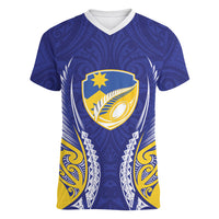Otago 2026 Rugby Custom Women V-Neck T-Shirt NZ Maori Silver Fern