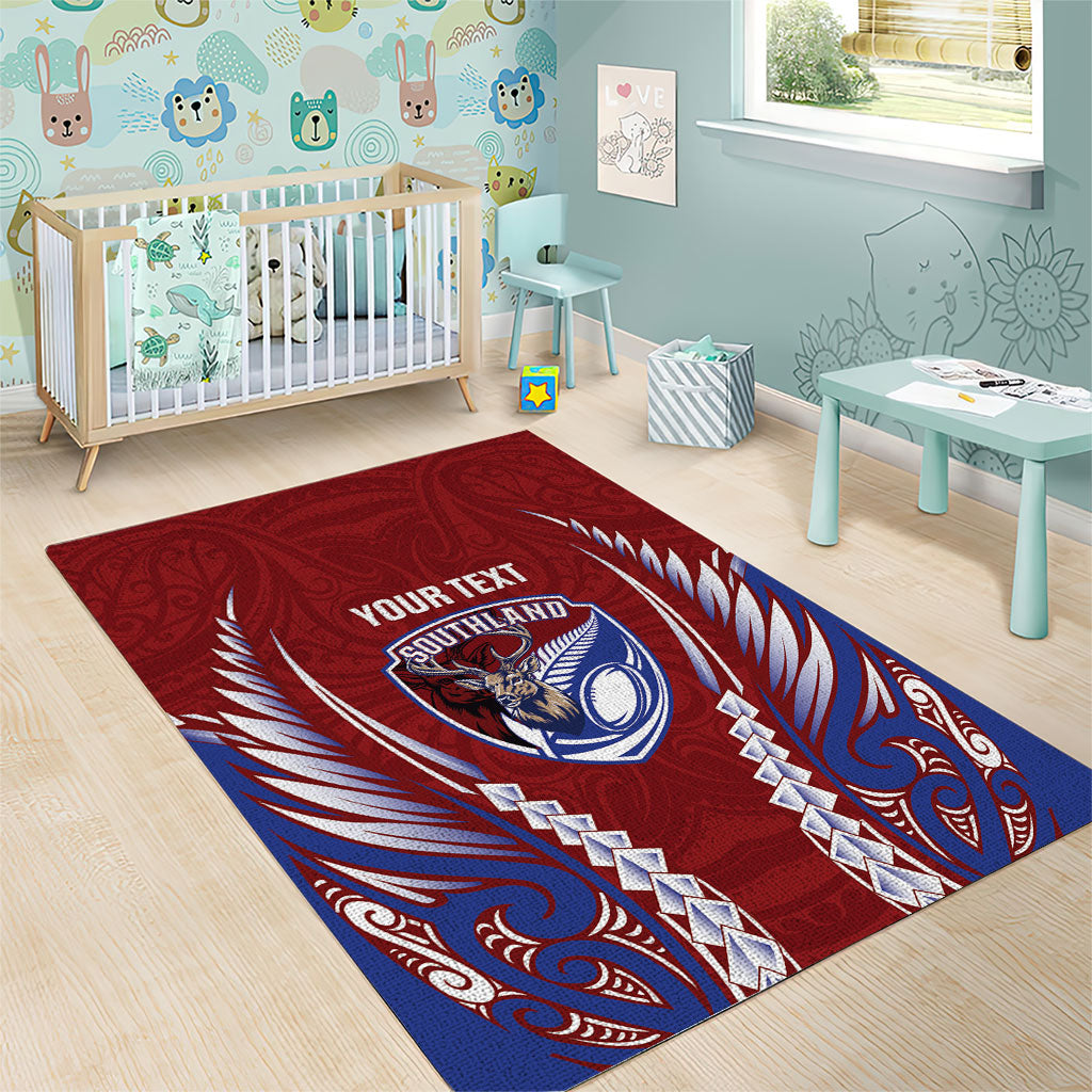 Southland 2026 Rugby Custom Area Rug NZ Maori Silver Fern