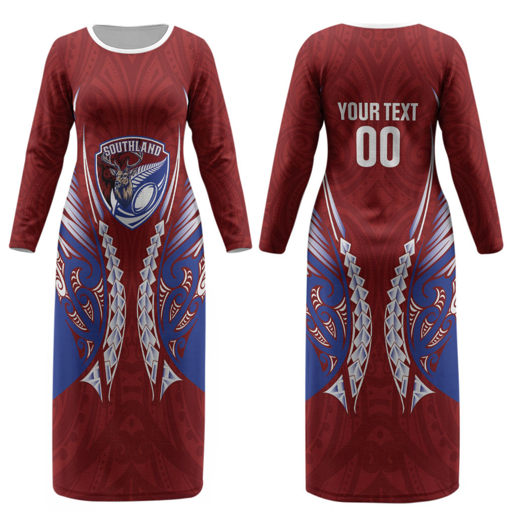 Southland 2026 Rugby Custom Couples Matching Long Sleeve Bodycon Dress and Hawaiian Shirt NZ Maori Silver Fern LT14 - Polynesian Pride