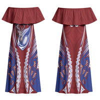 Southland 2026 Rugby Custom Couples Matching Off Shoulder Maxi Dress and Hawaiian Shirt NZ Maori Silver Fern LT14 - Polynesian Pride