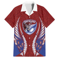 Southland 2026 Rugby Custom Family Matching Long Sleeve Bodycon Dress and Hawaiian Shirt NZ Maori Silver Fern LT14 Dad's Shirt - Short Sleeve Maroon - Polynesian Pride