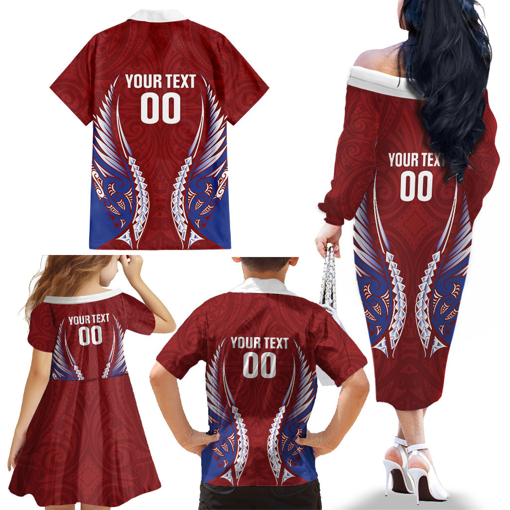 Southland 2026 Rugby Custom Family Matching Off The Shoulder Long Sleeve Dress and Hawaiian Shirt NZ Maori Silver Fern LT14 - Polynesian Pride