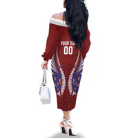 Southland 2026 Rugby Custom Family Matching Off The Shoulder Long Sleeve Dress and Hawaiian Shirt NZ Maori Silver Fern LT14 - Polynesian Pride