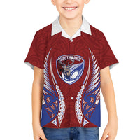 Southland 2026 Rugby Custom Family Matching Off Shoulder Maxi Dress and Hawaiian Shirt NZ Maori Silver Fern LT14 Son's Shirt Maroon - Polynesian Pride