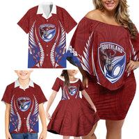 Southland 2026 Rugby Custom Family Matching Off Shoulder Short Dress and Hawaiian Shirt NZ Maori Silver Fern LT14 - Polynesian Pride