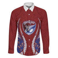 Southland 2026 Rugby Custom Family Matching Short Sleeve Bodycon Dress and Hawaiian Shirt NZ Maori Silver Fern LT14 Dad's Shirt - Long Sleeve Maroon - Polynesian Pride