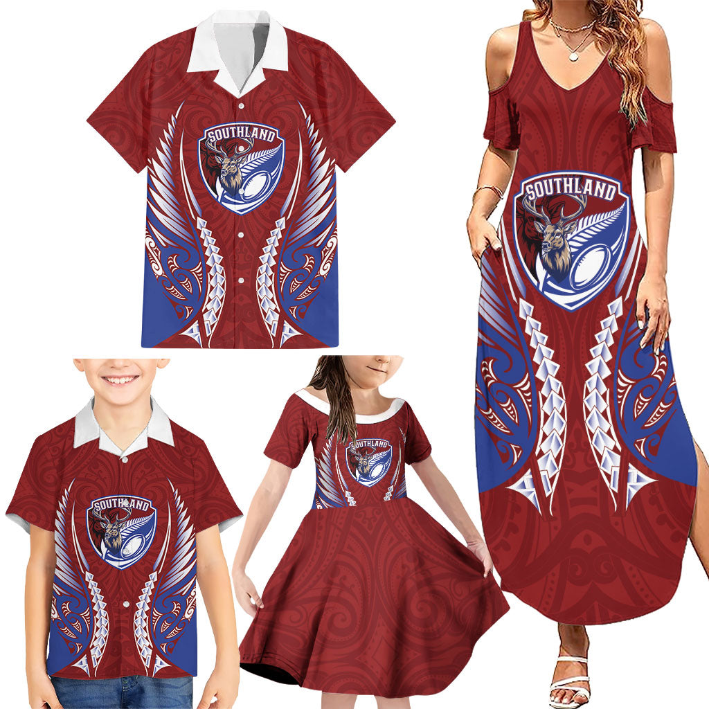 Southland 2026 Rugby Custom Family Matching Summer Maxi Dress and Hawaiian Shirt NZ Maori Silver Fern LT14 - Polynesian Pride