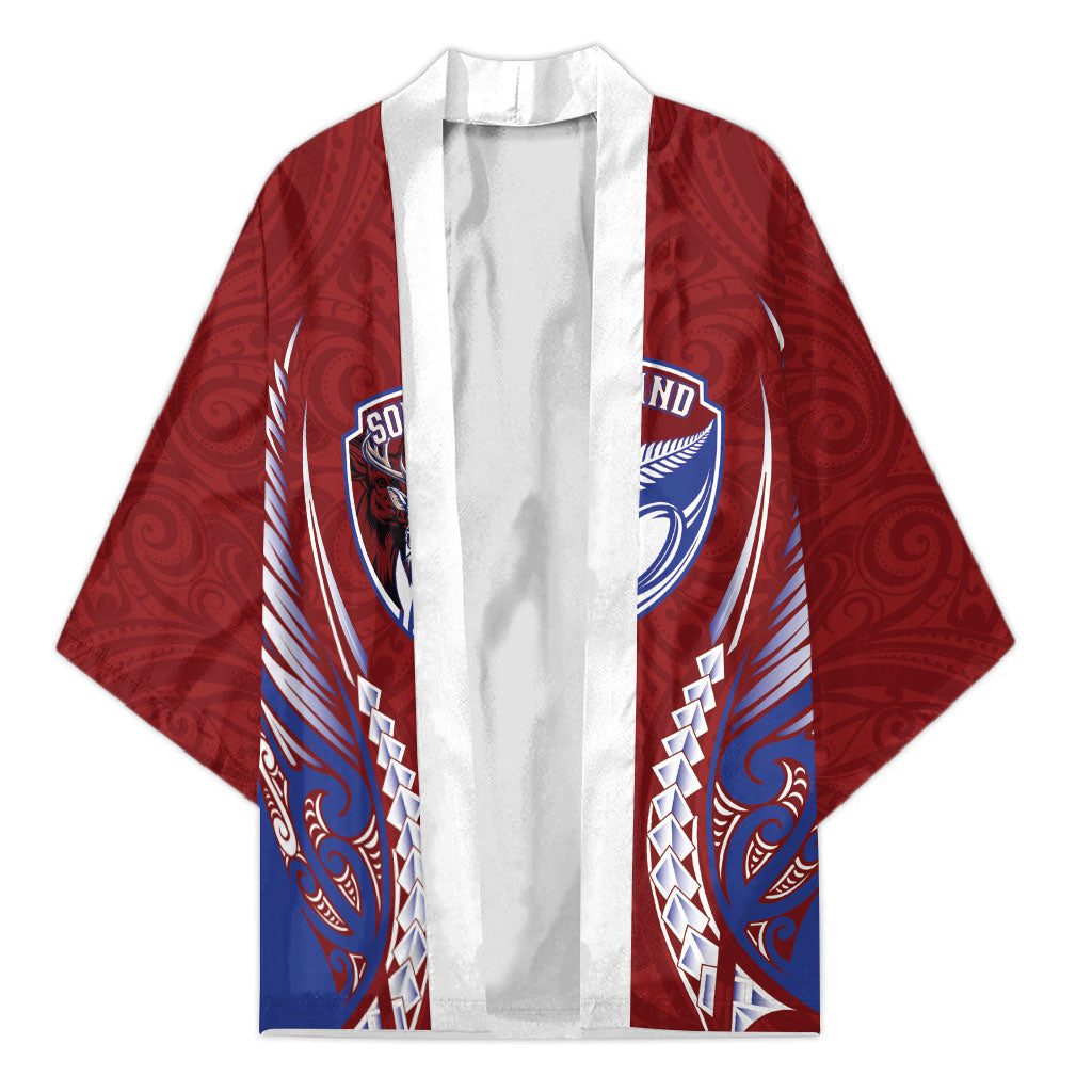 Southland 2026 Rugby Custom Kimono NZ Maori Silver Fern LT14 Unisex Maroon - Polynesian Pride