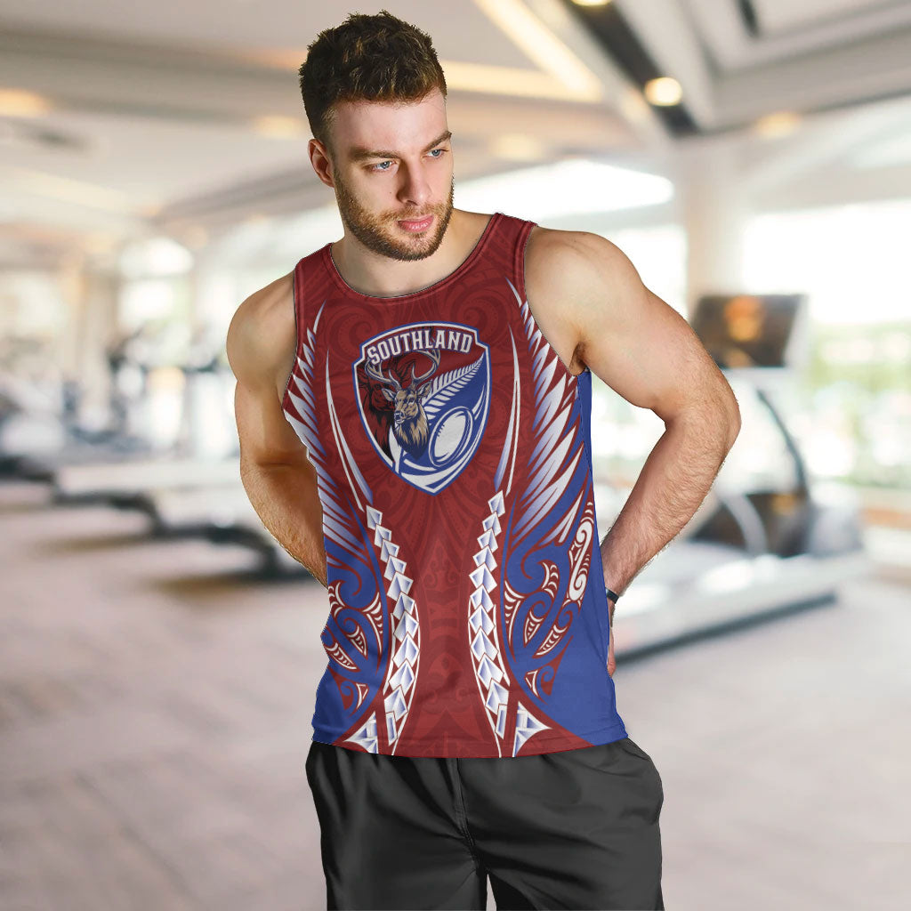 Southland 2026 Rugby Custom Men Tank Top NZ Maori Silver Fern LT14 Maroon - Polynesian Pride