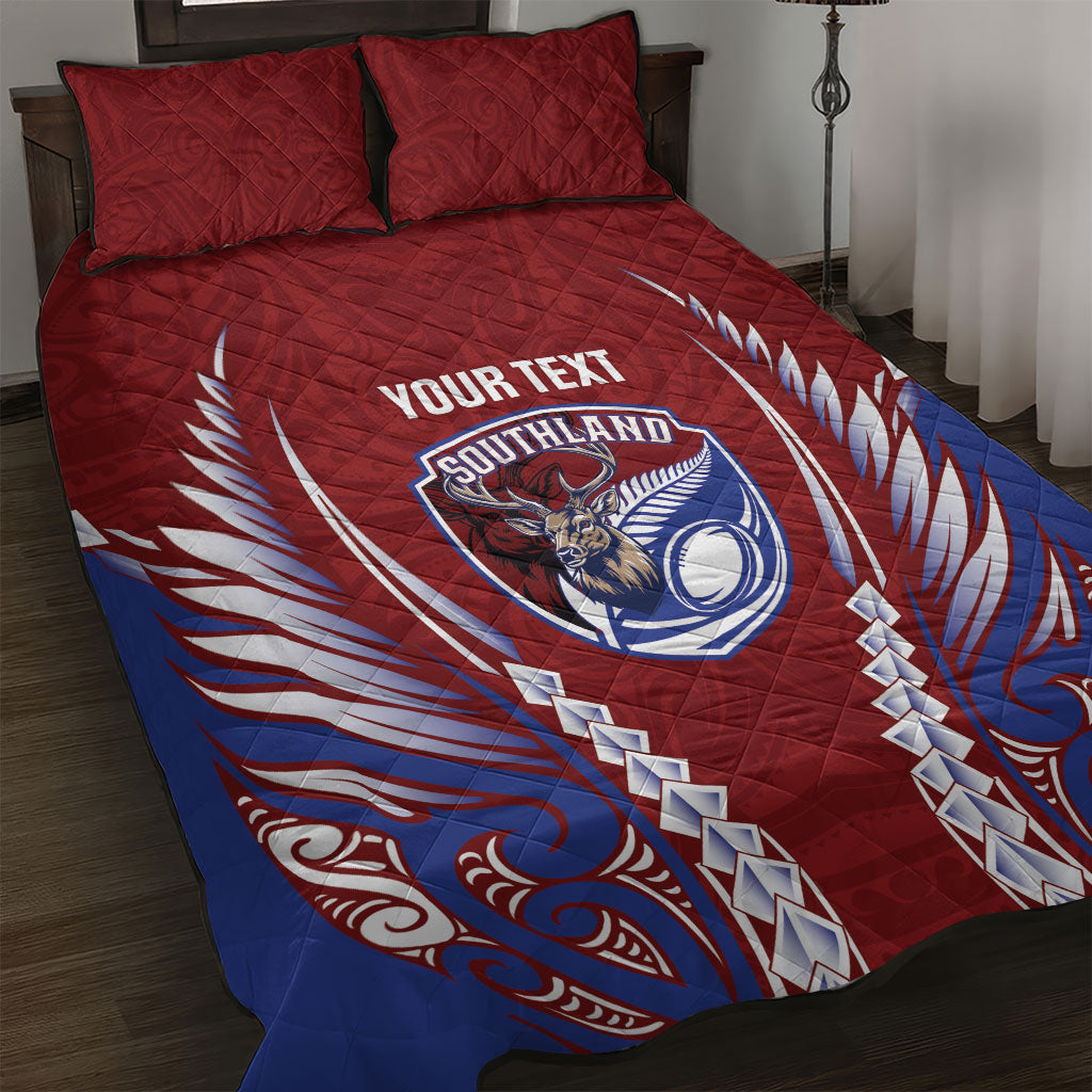Southland 2026 Rugby Custom Quilt Bed Set NZ Maori Silver Fern LT14 Maroon - Polynesian Pride