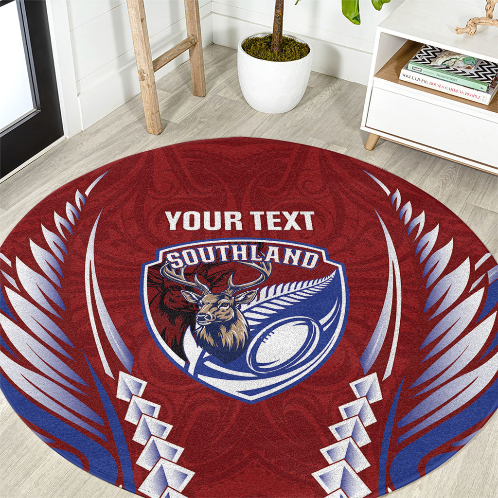 Southland 2026 Rugby Custom Round Carpet NZ Maori Silver Fern LT14 Maroon - Polynesian Pride