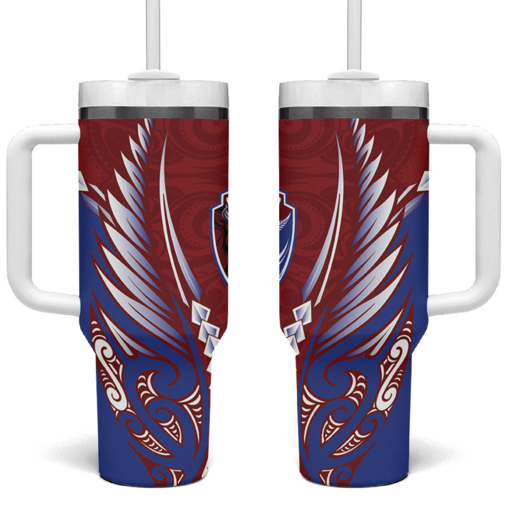 Southland 2026 Rugby Custom Tumbler With Handle NZ Maori Silver Fern LT14 One Size: 40 oz Maroon - Polynesian Pride