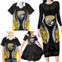 Taranaki 2026 Rugby Custom Family Matching Long Sleeve Bodycon Dress and Hawaiian Shirt NZ Maori Silver Fern LT14 - Polynesian Pride