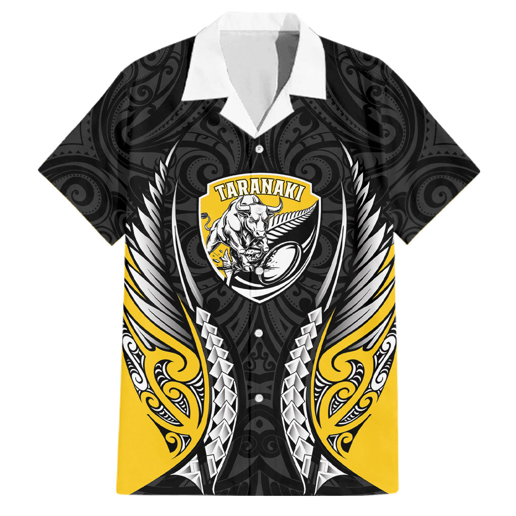 Taranaki 2026 Rugby Custom Family Matching Mermaid Dress and Hawaiian Shirt NZ Maori Silver Fern LT14 Dad's Shirt - Short Sleeve Black - Polynesian Pride