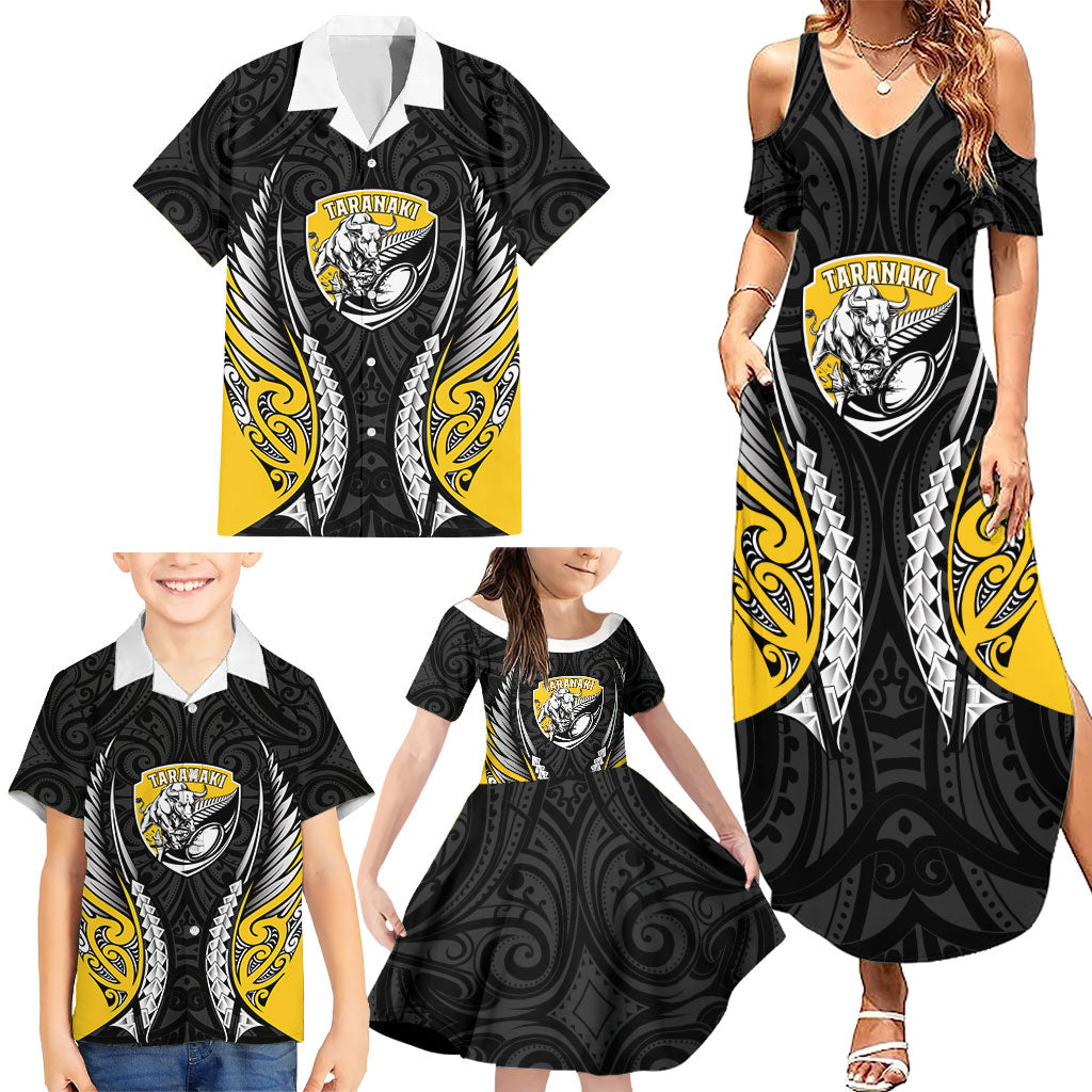 Taranaki 2026 Rugby Custom Family Matching Summer Maxi Dress and Hawaiian Shirt NZ Maori Silver Fern LT14 - Polynesian Pride