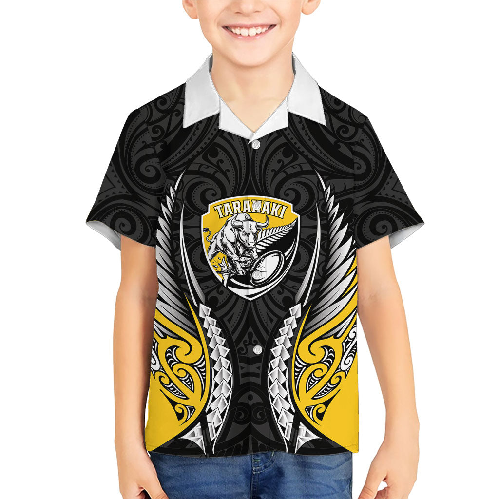 Taranaki 2026 Rugby Custom Family Matching Summer Maxi Dress and Hawaiian Shirt NZ Maori Silver Fern LT14 Son's Shirt Black - Polynesian Pride