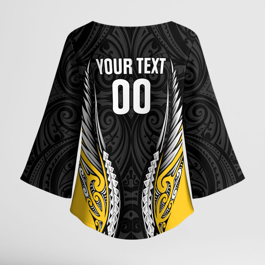 Taranaki 2026 Rugby Custom Kimono Sleeve Blouse NZ Maori Silver Fern