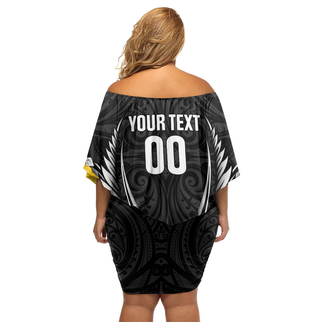 Taranaki 2026 Rugby Custom Off Shoulder Short Dress NZ Maori Silver Fern