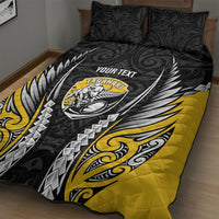 Taranaki 2026 Rugby Custom Quilt Bed Set NZ Maori Silver Fern