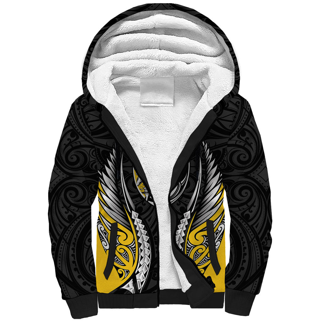 Taranaki 2026 Rugby Custom Sherpa Hoodie NZ Maori Silver Fern LT14 Unisex Black - Polynesian Pride