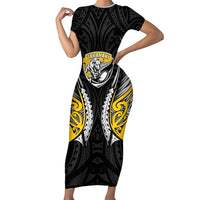 Taranaki 2026 Rugby Custom Short Sleeve Bodycon Dress NZ Maori Silver Fern