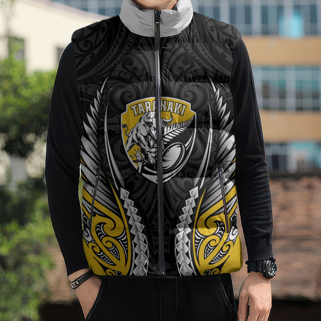 Taranaki 2026 Rugby Custom Sleeveless Puffer Jacket NZ Maori Silver Fern