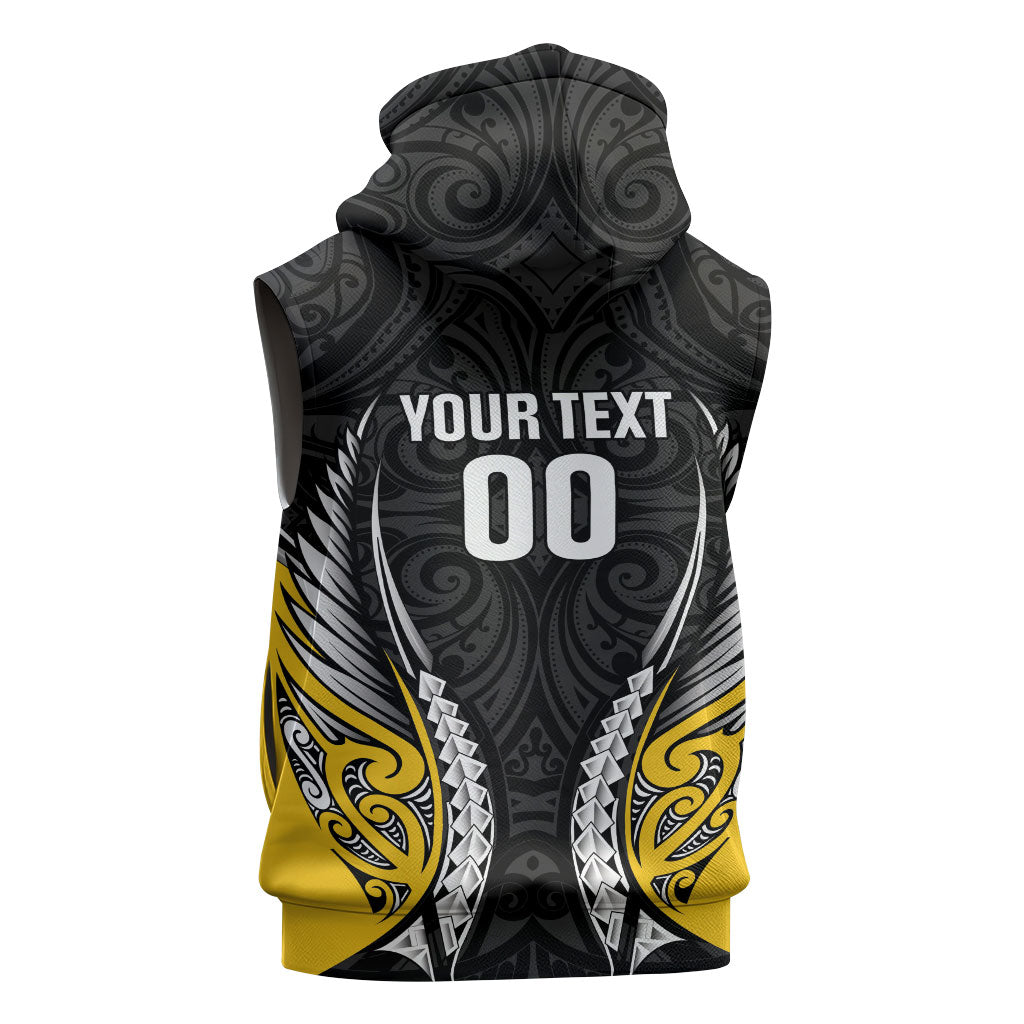 Taranaki 2026 Rugby Custom Sleeveless Zip Hoodie NZ Maori Silver Fern