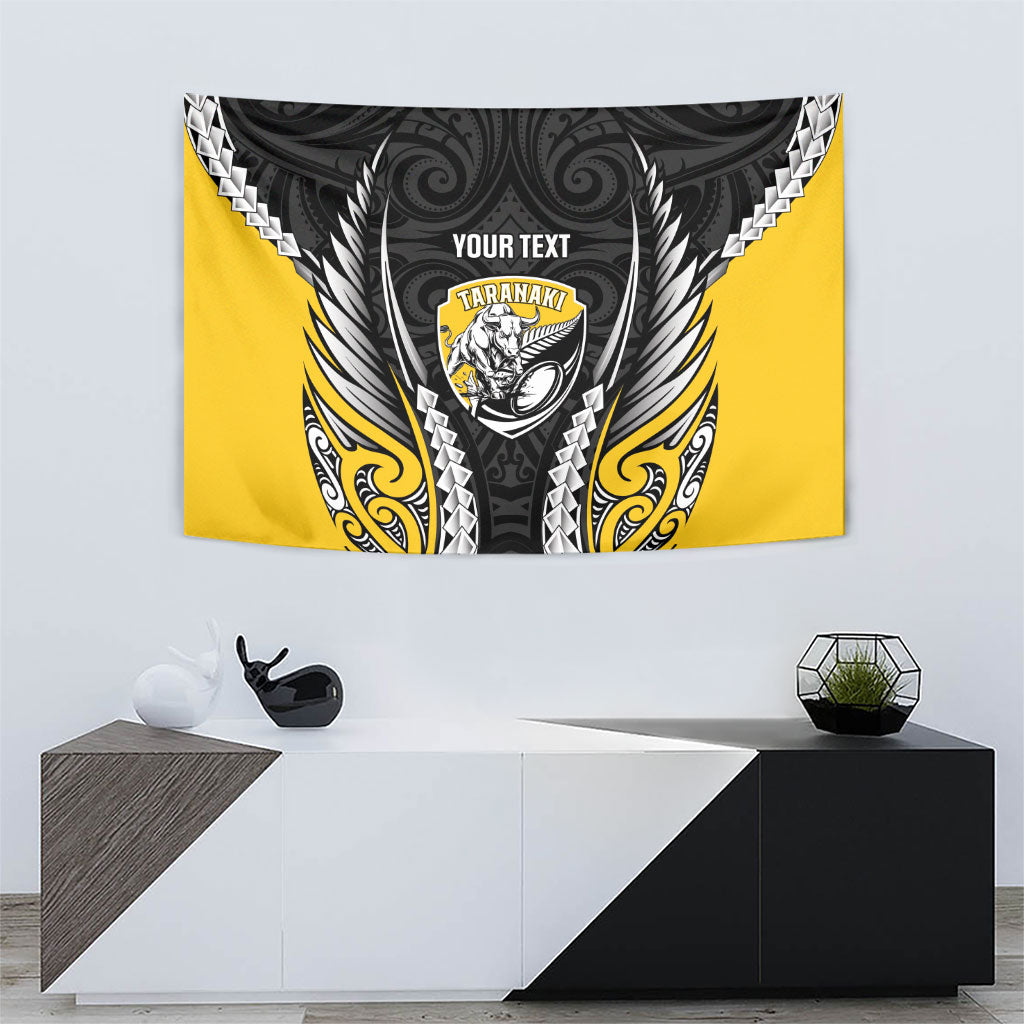 Taranaki 2026 Rugby Custom Tapestry NZ Maori Silver Fern