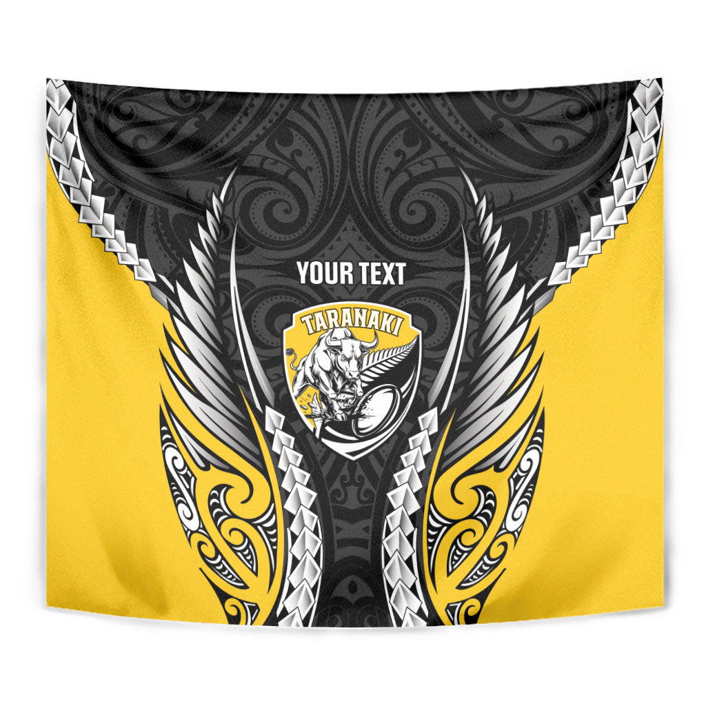 Taranaki 2026 Rugby Custom Tapestry NZ Maori Silver Fern
