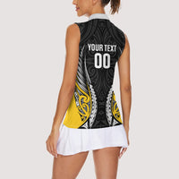 Taranaki 2026 Rugby Custom Women Sleeveless Polo Shirt NZ Maori Silver Fern