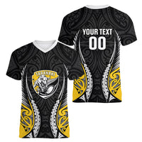 Taranaki 2026 Rugby Custom Women V-Neck T-Shirt NZ Maori Silver Fern