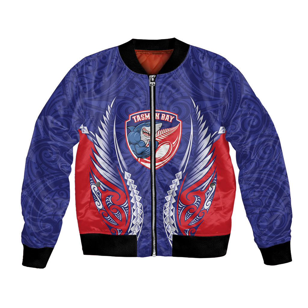 Tasman Bay 2026 Rugby Custom Bomber Jacket NZ Maori Silver Fern LT14 Unisex Blue - Polynesian Pride
