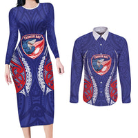 Tasman Bay 2026 Rugby Custom Couples Matching Long Sleeve Bodycon Dress and Long Sleeve Button Shirt NZ Maori Silver Fern