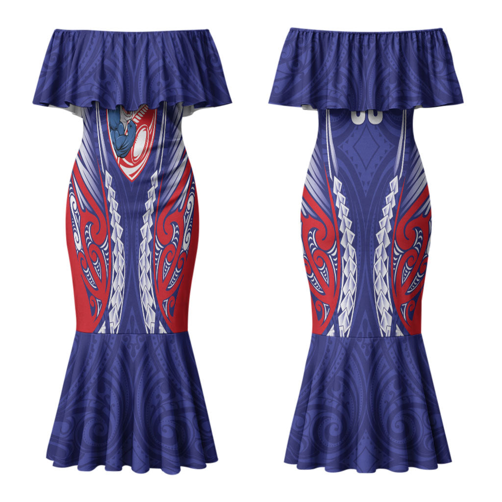 Tasman Bay 2026 Rugby Custom Couples Matching Mermaid Dress and Hawaiian Shirt NZ Maori Silver Fern LT14 - Polynesian Pride