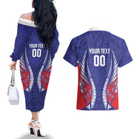 Tasman Bay 2026 Rugby Custom Couples Matching Off The Shoulder Long Sleeve Dress and Hawaiian Shirt NZ Maori Silver Fern LT14 - Polynesian Pride