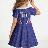Tasman Bay 2026 Rugby Custom Kid Short Sleeve Dress NZ Maori Silver Fern LT14 - Polynesian Pride