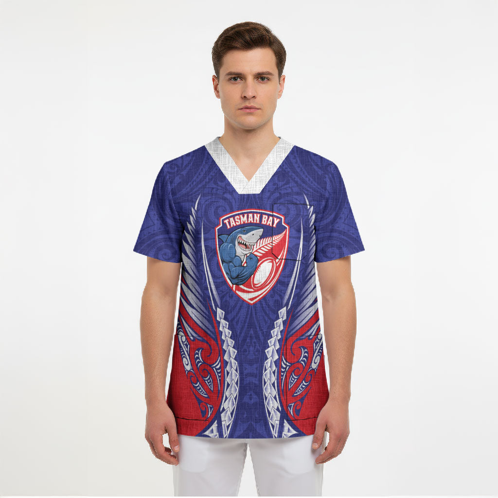 Tasman Bay 2026 Rugby Custom Scrub Top NZ Maori Silver Fern